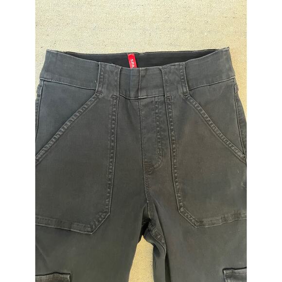 New Spanx Cargo Pants Women’s Small Black Gray Washed Stretch Comfy Pants - Picture 11 of 12